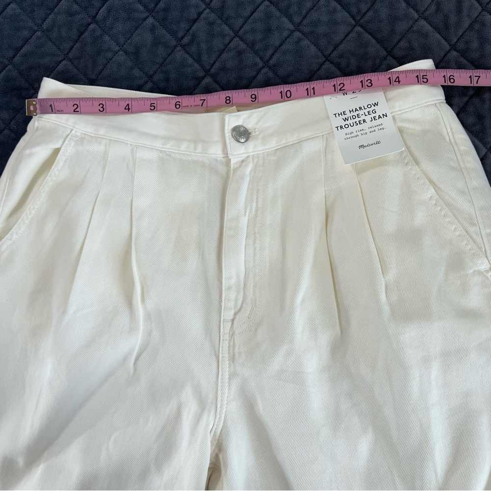 Madewell The Harlow Wide Leg Trouser Jean Size 29 Cream High Rise Relaxed Fit CL - Picture 9 of 14